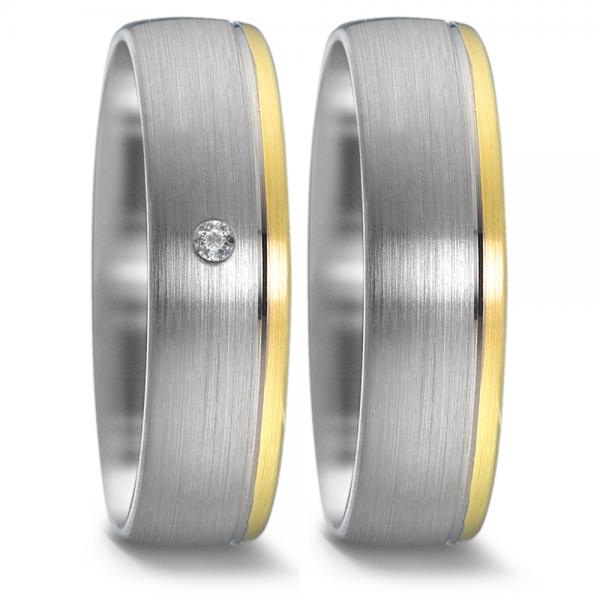 Trauringe Weiss-Gelbgold von Weidner 61037 + 71037